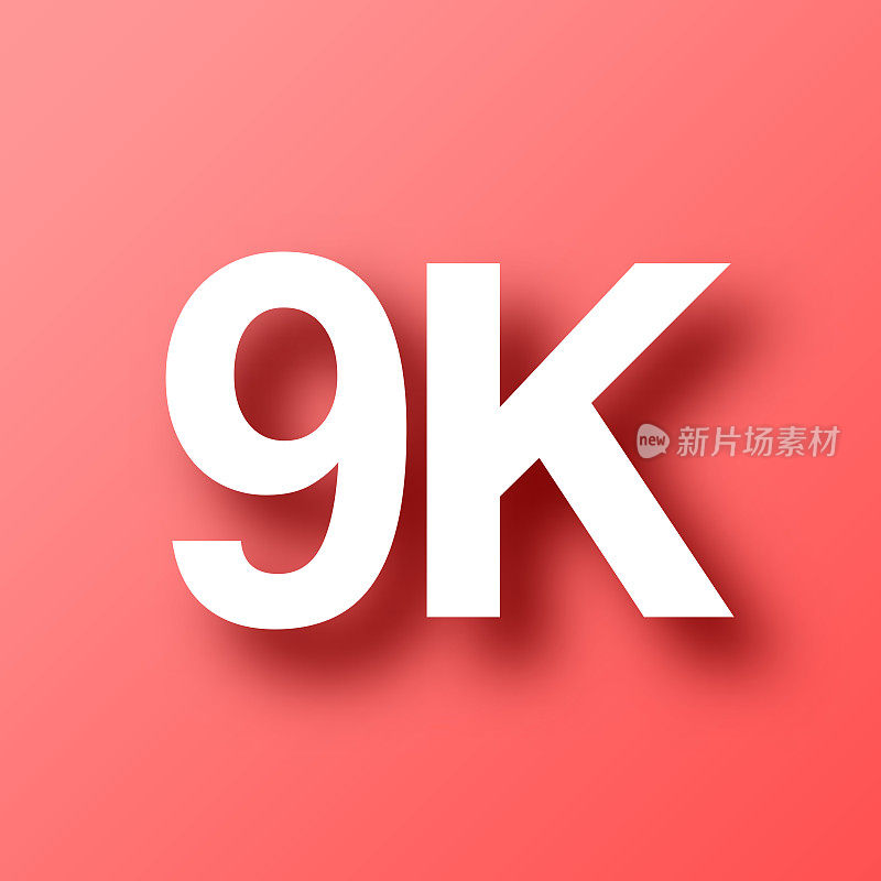 9K, 9000 - 9000。图标在红色背景与阴影